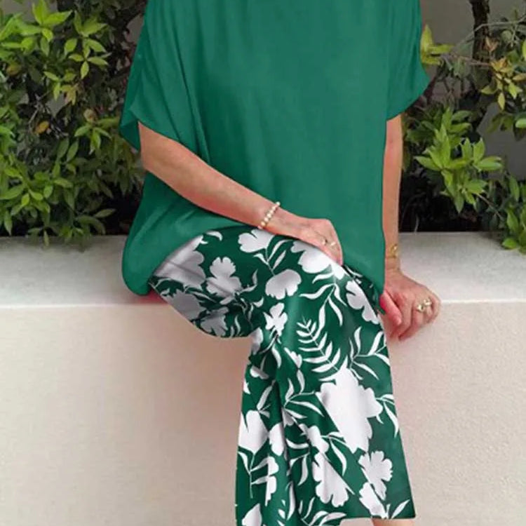 Two Piece Pants Set for Woman Summer Clothing Female Streetwear Casual Loose Tshirt and Print Trouser Plus Size Suit Set