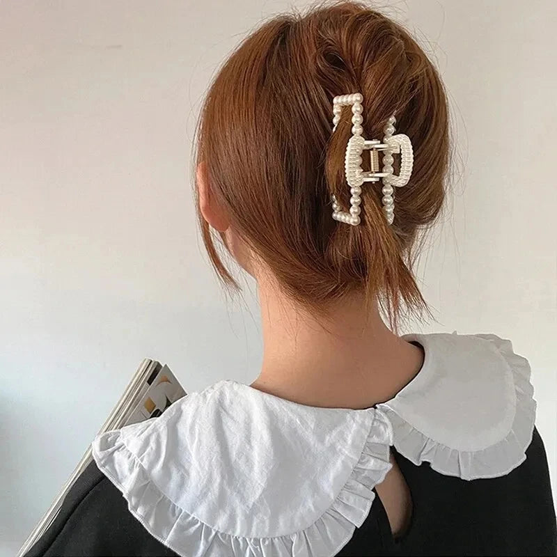 4/5/6PCS Elegant Pearl Hair Claws for Women Fashion Geometric Hairpins Barrettes Headwear Horsetail Hair Clips Hair Accessories