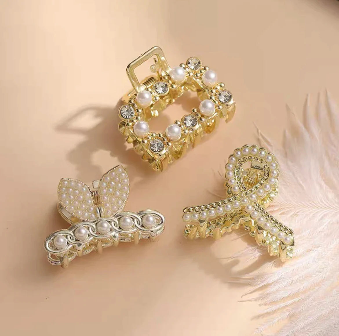 Mini Pearl Hair Claws Clips for Women Elegant Rhinestone Headwear Hairpins Hair Crab Barrettes Hair Accessories for Women 3pcs 12 One Size