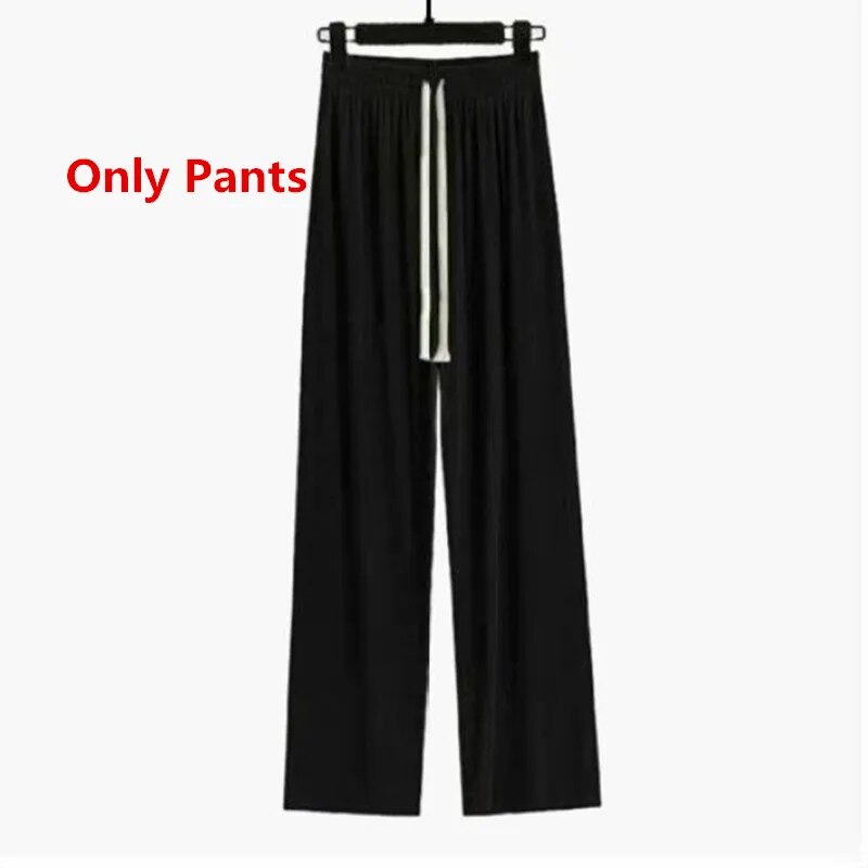 Women Spring Autumn Sweatshirt Wide Leg Pants Vest 3 Piece Set 2024 Lady Casual Letter T Shirts Trousers Outfits Green Top Suit Only black pants