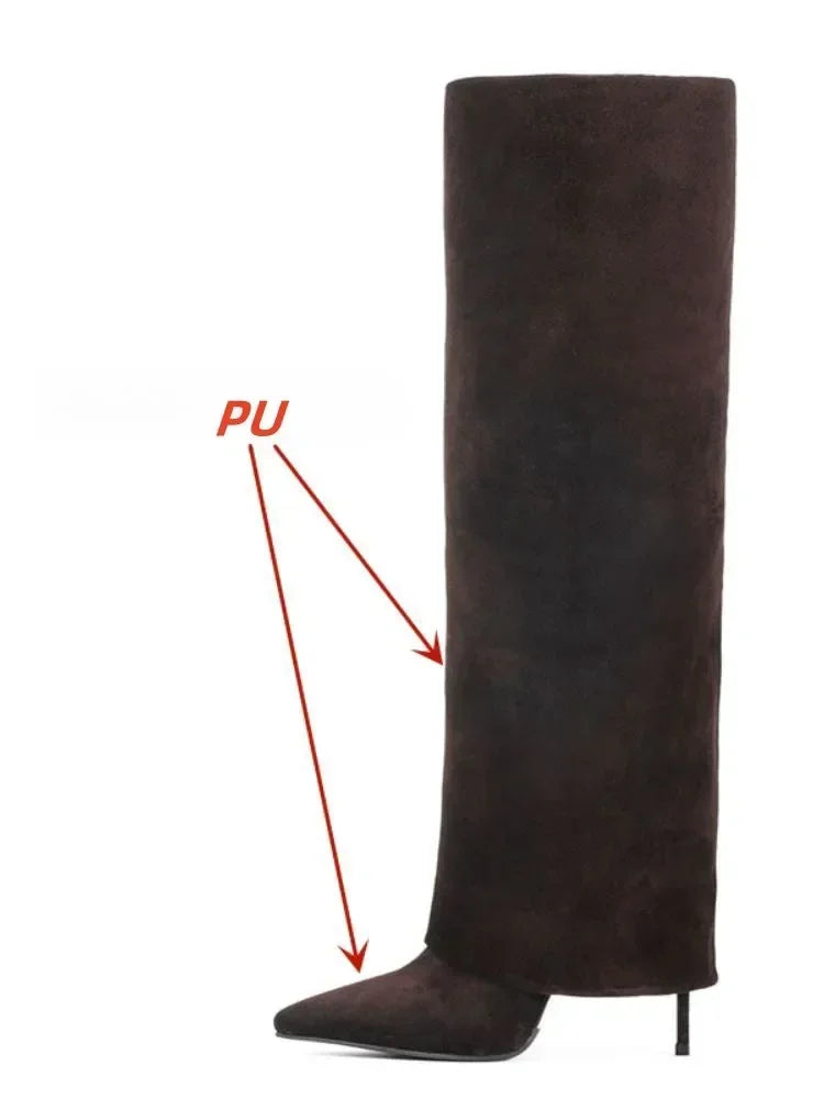 European and American Metal Lock Fasteners for High Tube Skirts, Boot Slopes, Leg Sleeves, Knee Length Boots, Platform Boots S76brown suede