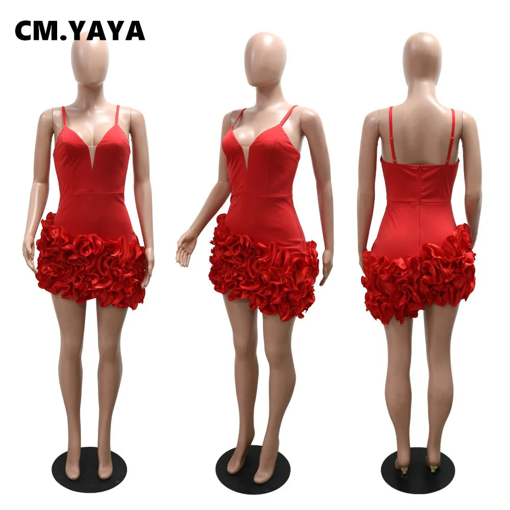Women V-neck Strap Mult Ruffles Sleeveless Bodycon Mini Dress Sexy Evening Night Party Club irregular Vestidos Dresses