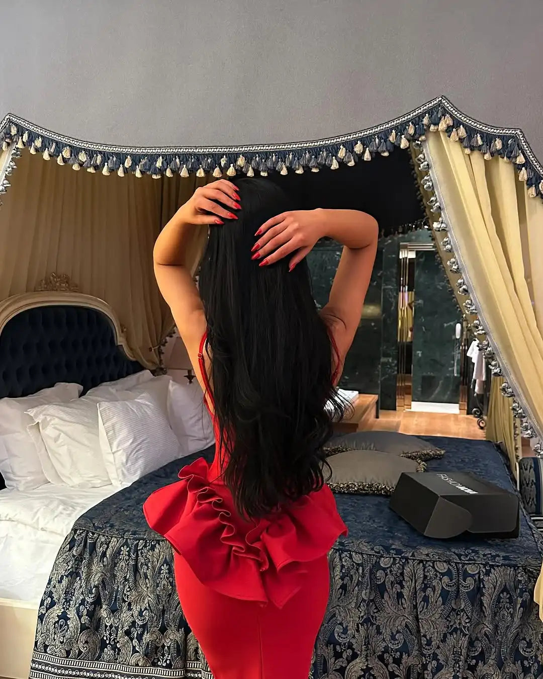 Valentine's Day Women Sleeveless V-Neck Ruffles Bodycon Long Bandage Dress Celebrate Evening Party Birthday Cocktail Dress