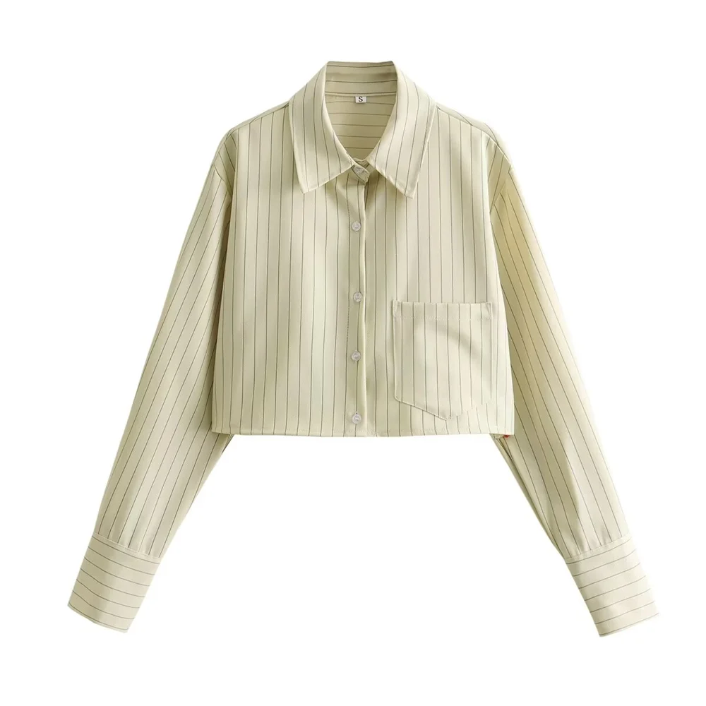 PB&ZA Spring New Women's Fashion and Elegance Simple and Versatile Stripe Short Top+Folded Half Skirt Set tops