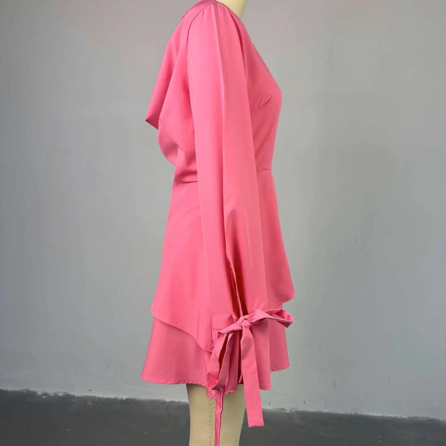 Women Tie Up Bow Long Sleeve O-neck Mini Dress 2025 Birthday Holiday Sexy Club Party Evening High Street A-Line Dresses
