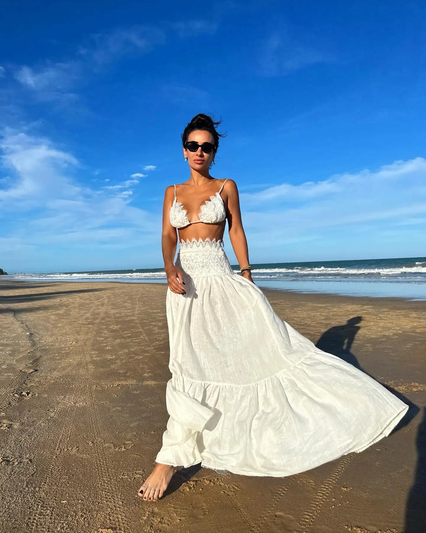 Sexy Women 3 Pieces Swimsuits Bikinis Sets With Skirt Pants Cover Ups Swimming Suits Female Swimwear Summer Outfits Beachwear 14