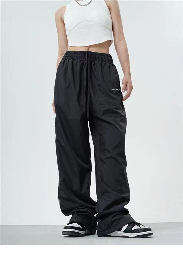 Y2K 女性ストリート Techwear 貨物韓国原宿パラシュートトラックパンツ男性ハイテクスウェットパンツワイドレッグジョガーズボン服