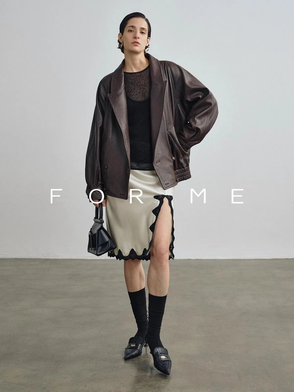 Lautaro Spring Autumn Cool Brown Pu Leather Jacket Women Long Sleeve Double Breasted Luxury Designer American Retro Clothing