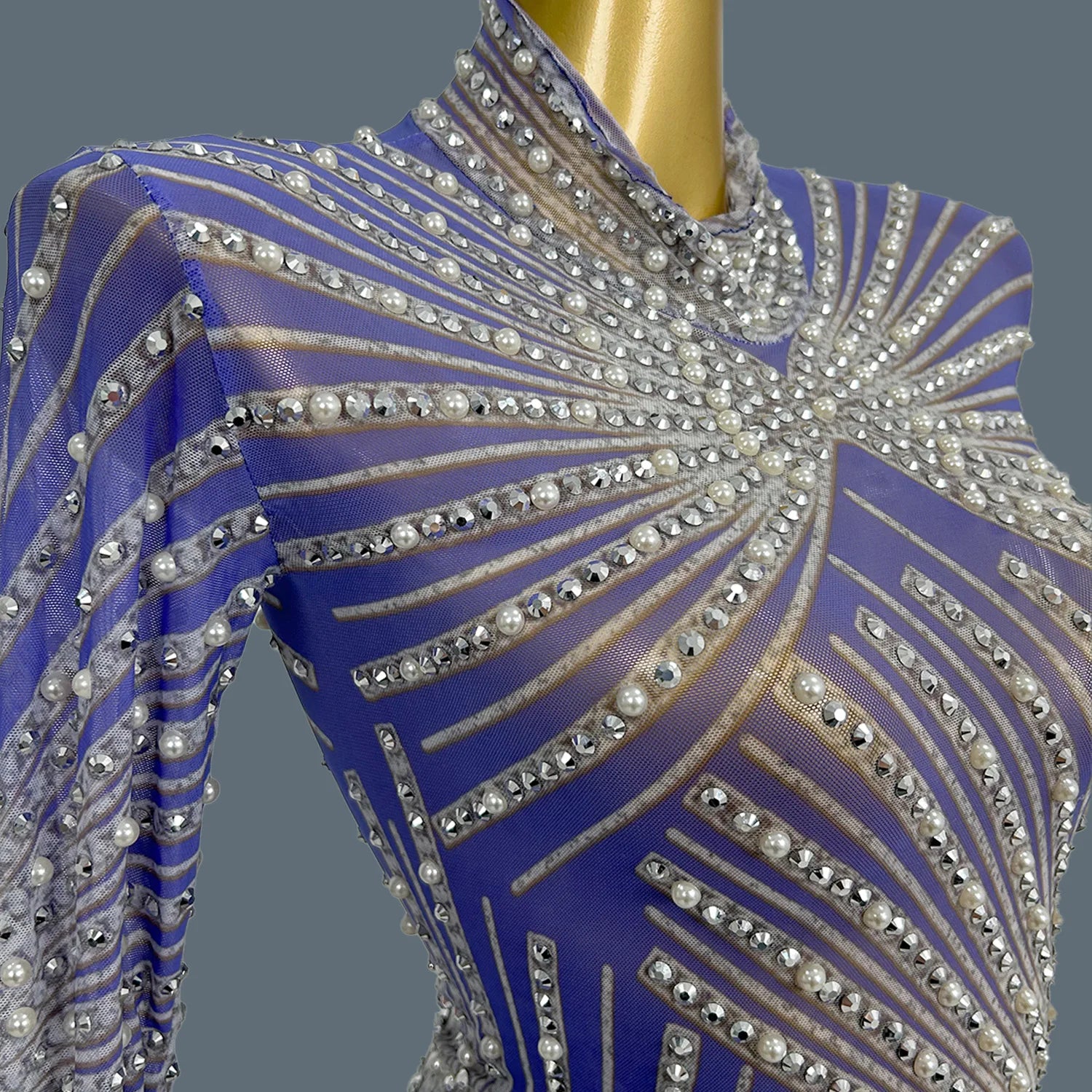 Sexy Sheer Mesh Latino Dance Dress For Women Party Club Night Stage Performance Sexy Costume Birthday Prom Bodycon Dress Zonglv