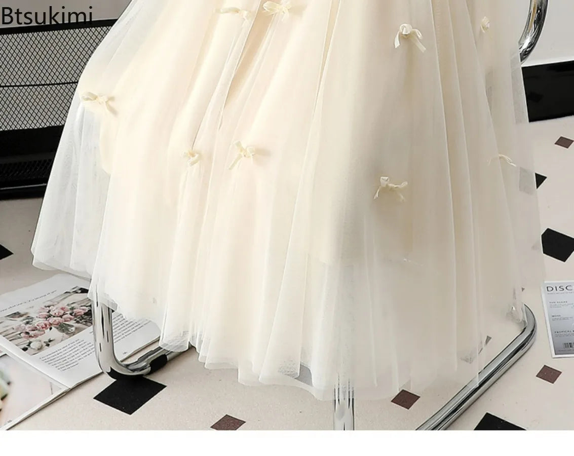 Women's Korean Fashion Harajuku Long Gauze Skirt Spring Summer High Waist Midi Maxi Tulle Skirt Aesthetic Vintage Y2k Skirt