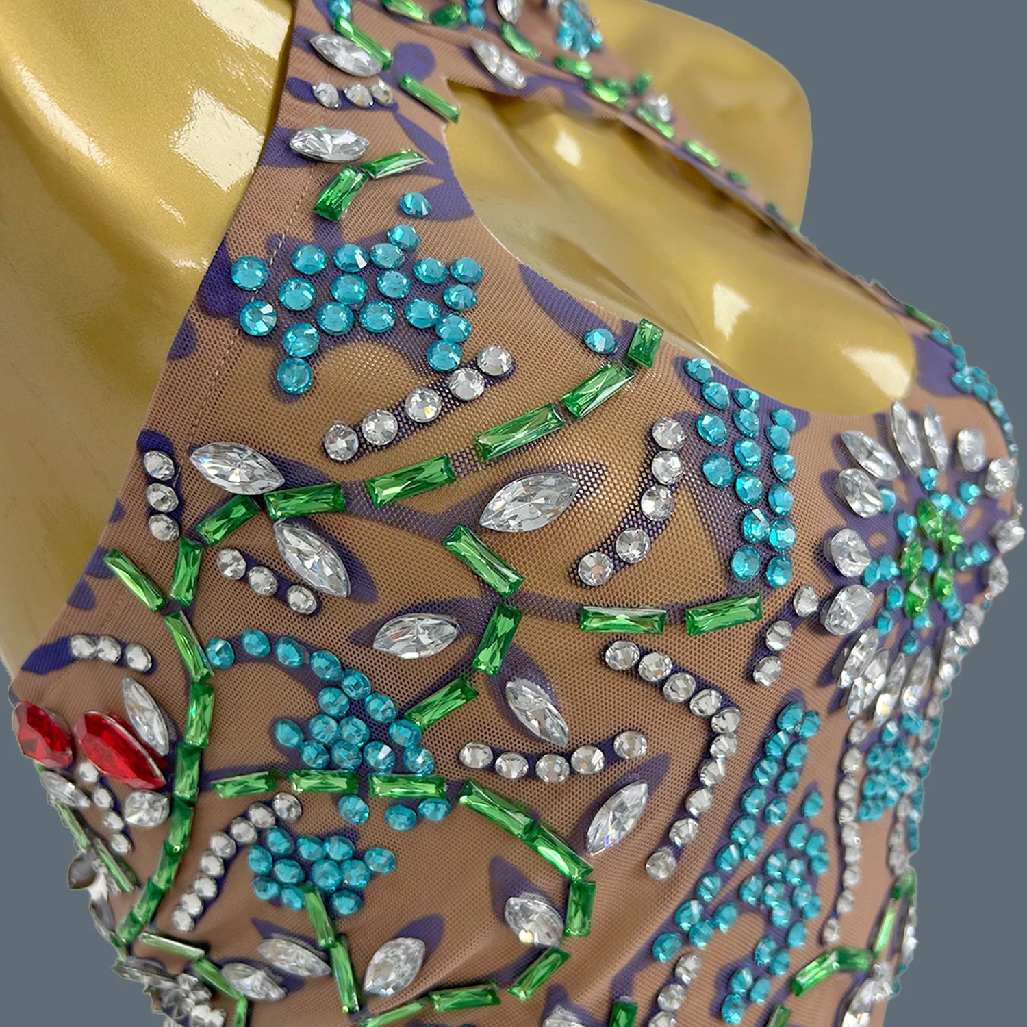 Sparkly Diamond Sexy Crop Top Skirt Set Backless DJ Club Stage Show Two Piece Sets Women Outfit Nightclub Party Dress Huacong