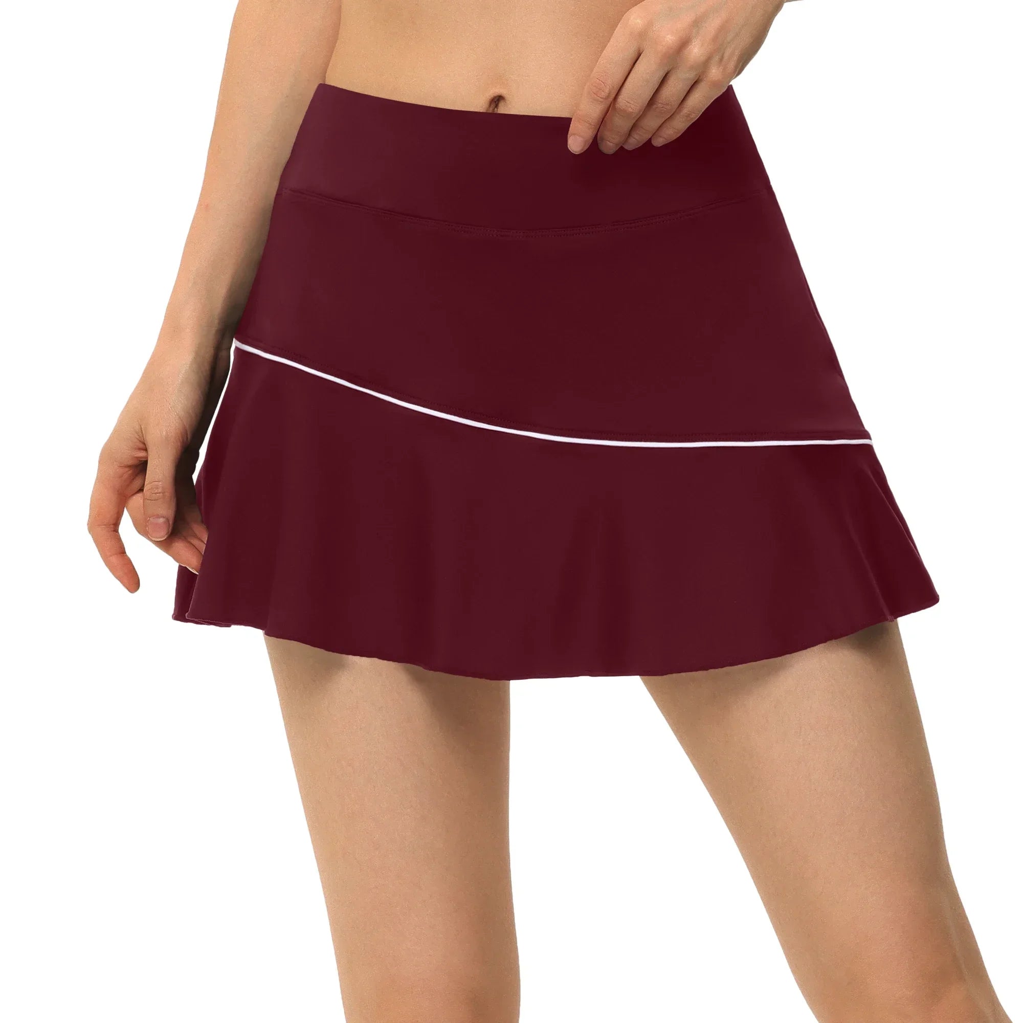 Allukasa Golf Sport Einfarbig Workout Volleyball S-5XL Tennis Running Skort Skirt Athletic Yoga2020 Athletisch Fitness Skirts Burgundy - white