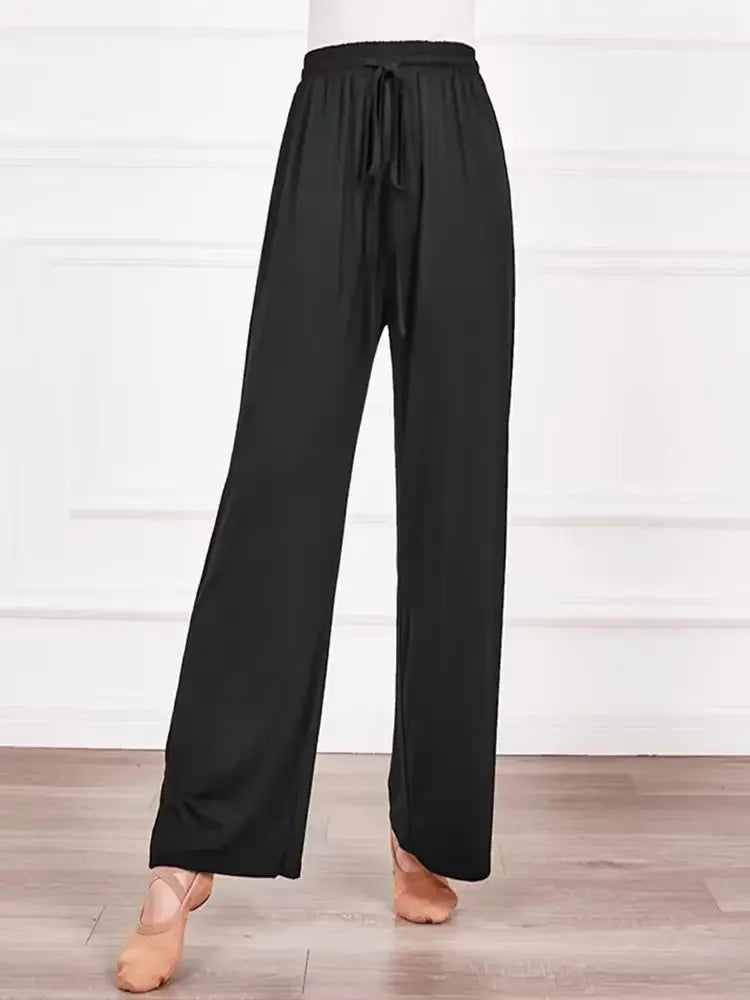 ABRINI Women Drawstring Elastic Waist Thin Solid Pants Casual Straight Pants Sports Wide Leg Trousers For Women Spring