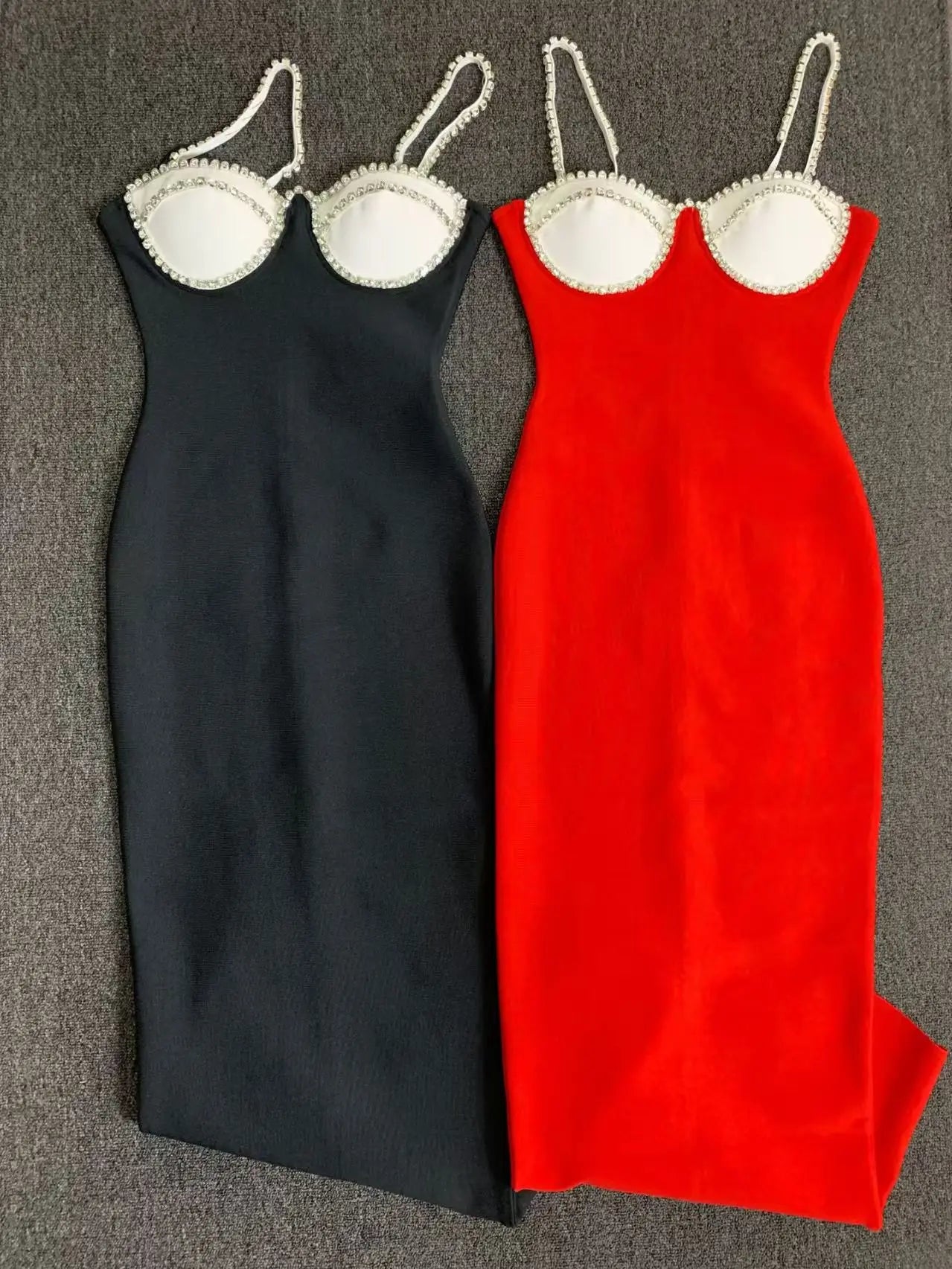 Black Red Color Women Sleeveless Sexy Strap Square Collar Bodycon Long Bandage Dress Fashion Celebrate Nightclub Party Outfit Red