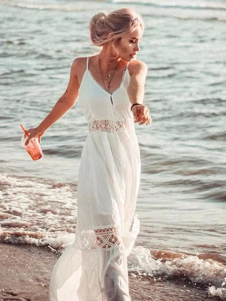 White Knitted Beach Cover up dress Tunic Long Pareos Bikinis Cover ups Swim Cover up Robe Plage Beachwear WC0545W1