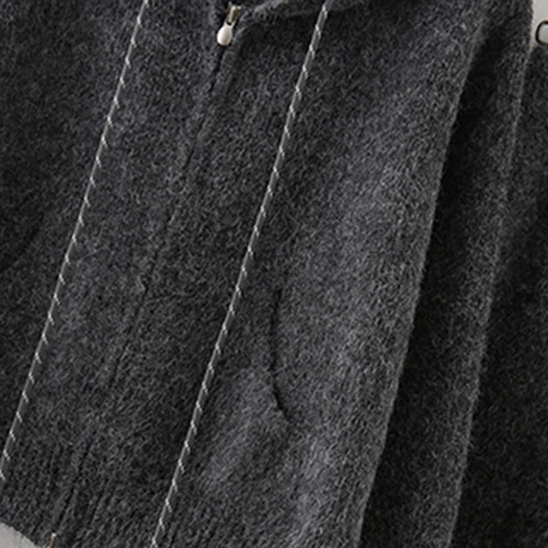 Autumn Winter New Fashion Casual Suit For Women Hooded Sweatshirt Knitted Sweater Coat Wide-Leg Long Pants 11A07839