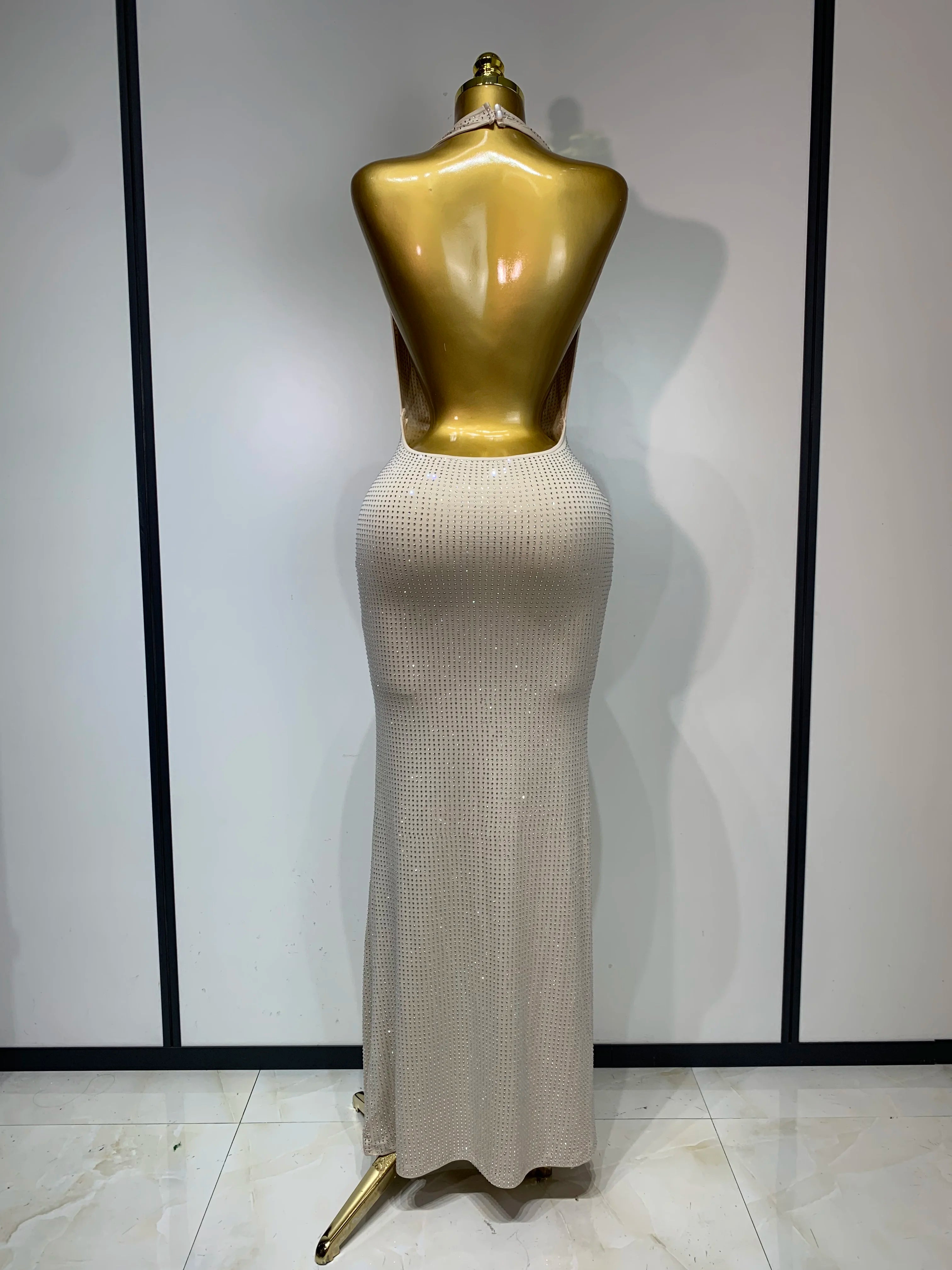 Sexy Backless Bodycon Dress Women Eegant Birthday Evening Party Dresses Luxury Formal Prom Dresses Sparkly Nightclub Vestidos