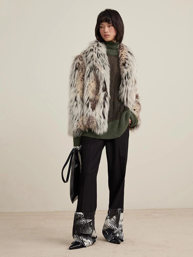 Lautaro Spring Autumn Winter Colorful Thickened Warm Hairy Shaggy Faux Fox Fur Coat Women Short Loose Luxury Fluffy Jacket 2025