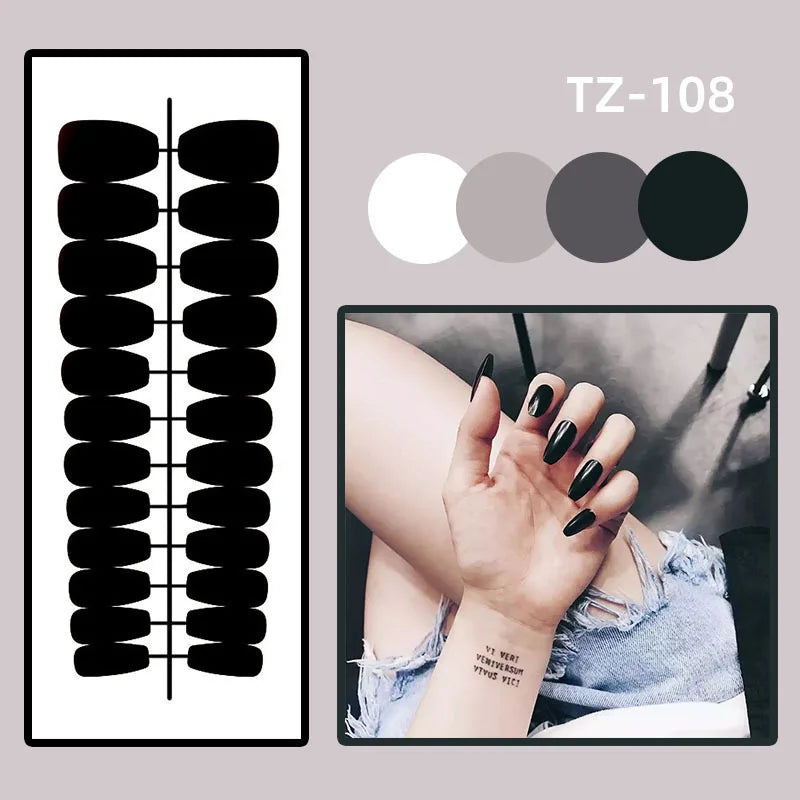 24pcs Mid-length French False Nails Leopard Print Gradient Design Fake Nail Ballet Datachable Press on Nails Finished Manicure 108
