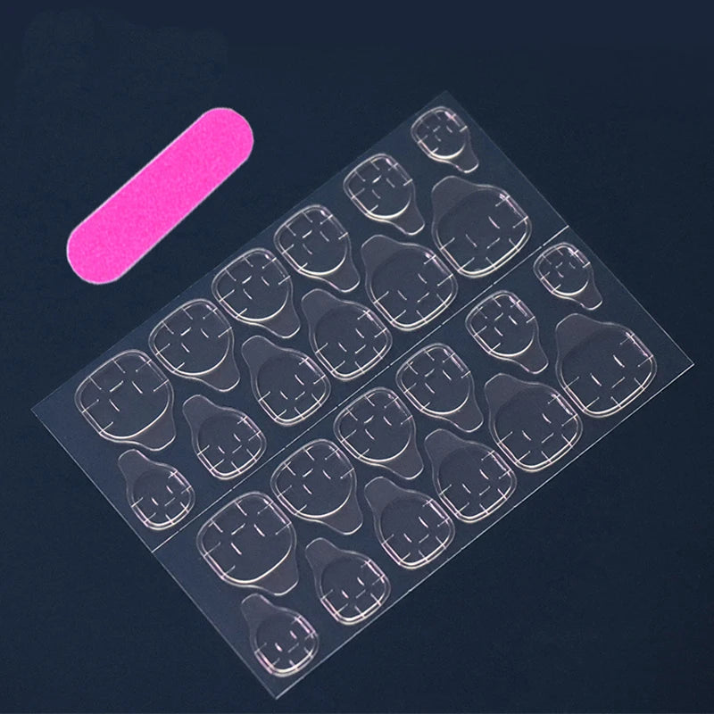 24 pcs long ballet-shaped French butterfly powder nails +1 nail glue +1 nail file