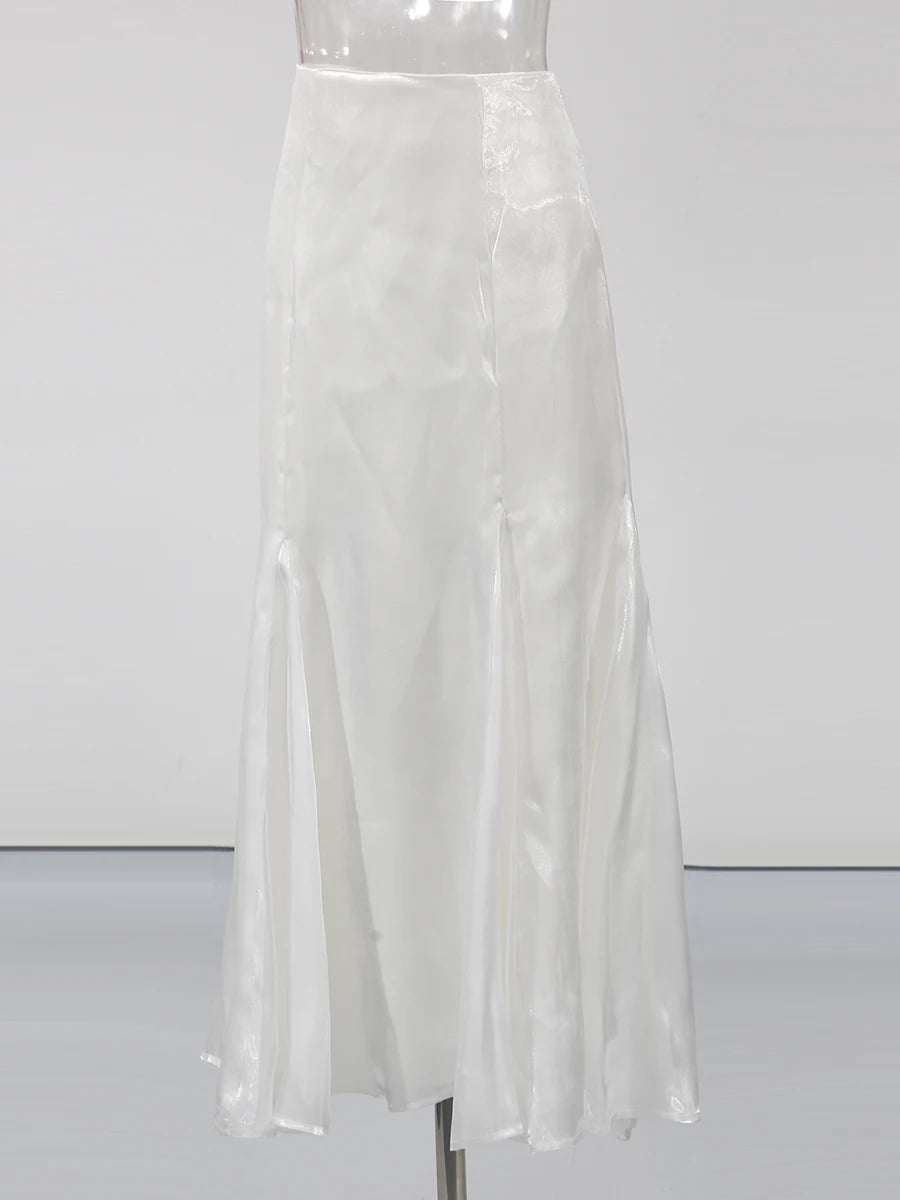 Spliced Petal Two Piece Sets for Women V Neck Long Sleeve Patchwork Lace Up Top High Wasit Skirt Elegant Set Female