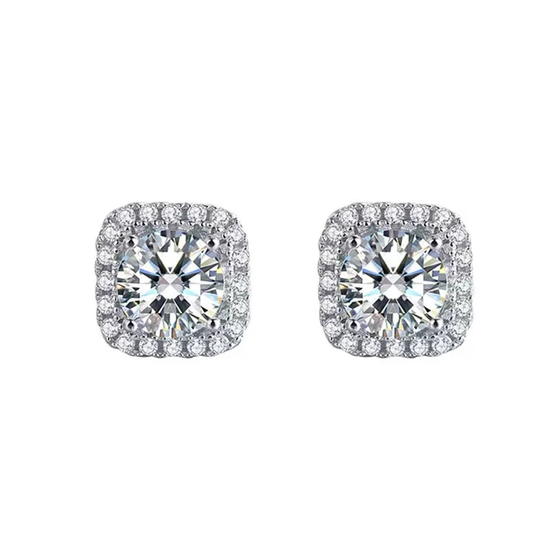1CT 2CT Moissanite Diamond Ear Studs Earring Pass Diamond Test Moissanite Stud Earrings For Women Sterling Silver Jewelry