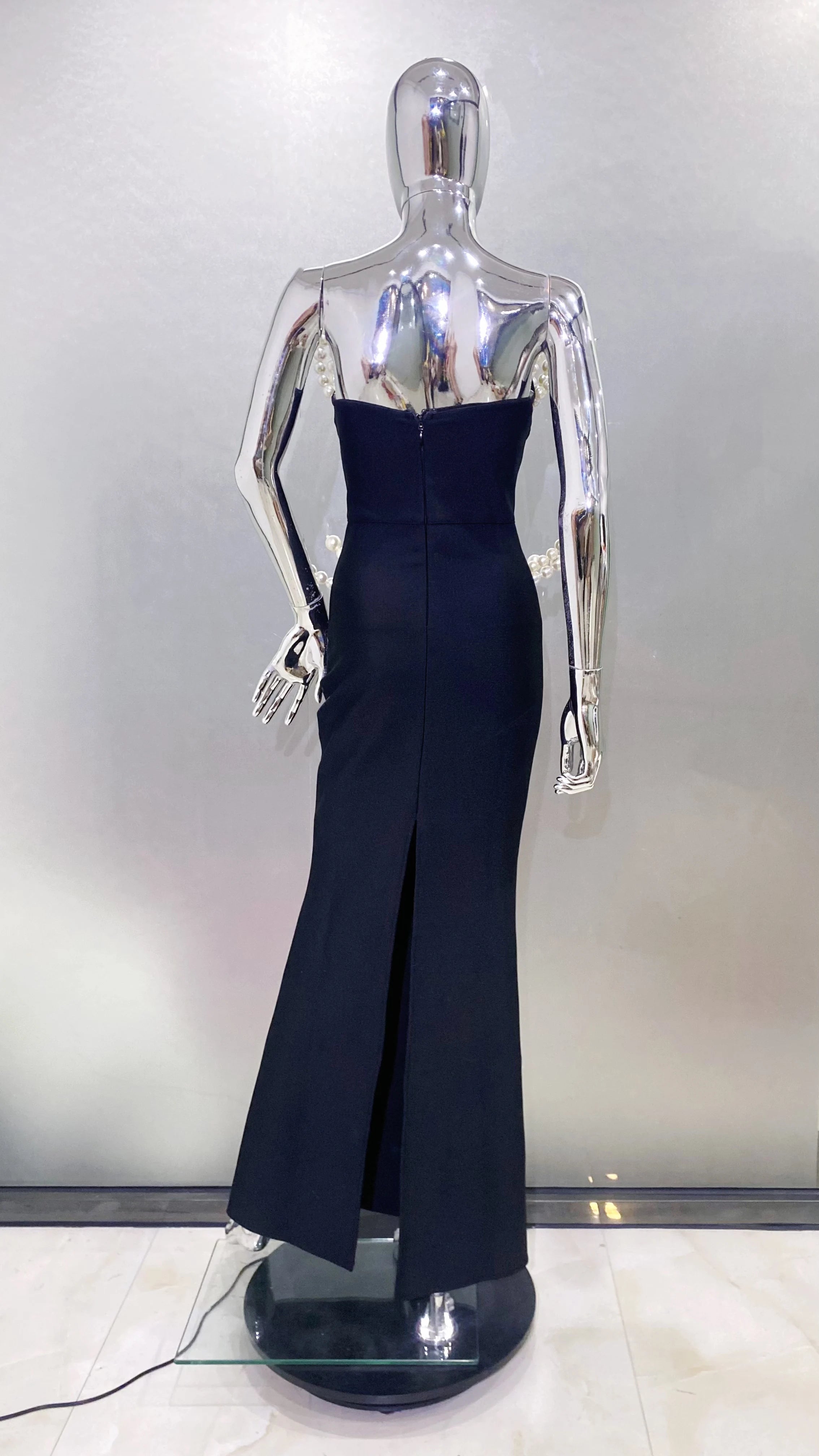 2025 Luxury Pearl Geometric Design strapless Package Hips Bandage Long Dress Elegant Woman Party Dress Celebrity Party Vestido