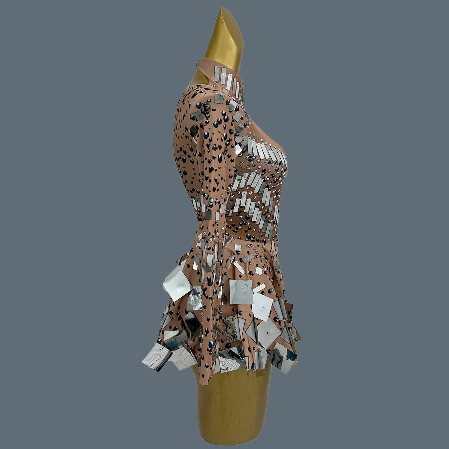 Fancy Sequins Pleated Mini Dress for Hot Girls Bar Nightclub Stage Show Outfit Dance Performance Wear Dance Troupe Outfit Xieshi