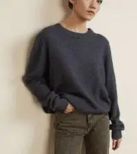 Winter Warm Thick Knit Sweaters Solid Black Sweater Soft Pullover Loose Pullovers Korean Autumn Women Coat O Neck Sweater Jumper GRAY One Size