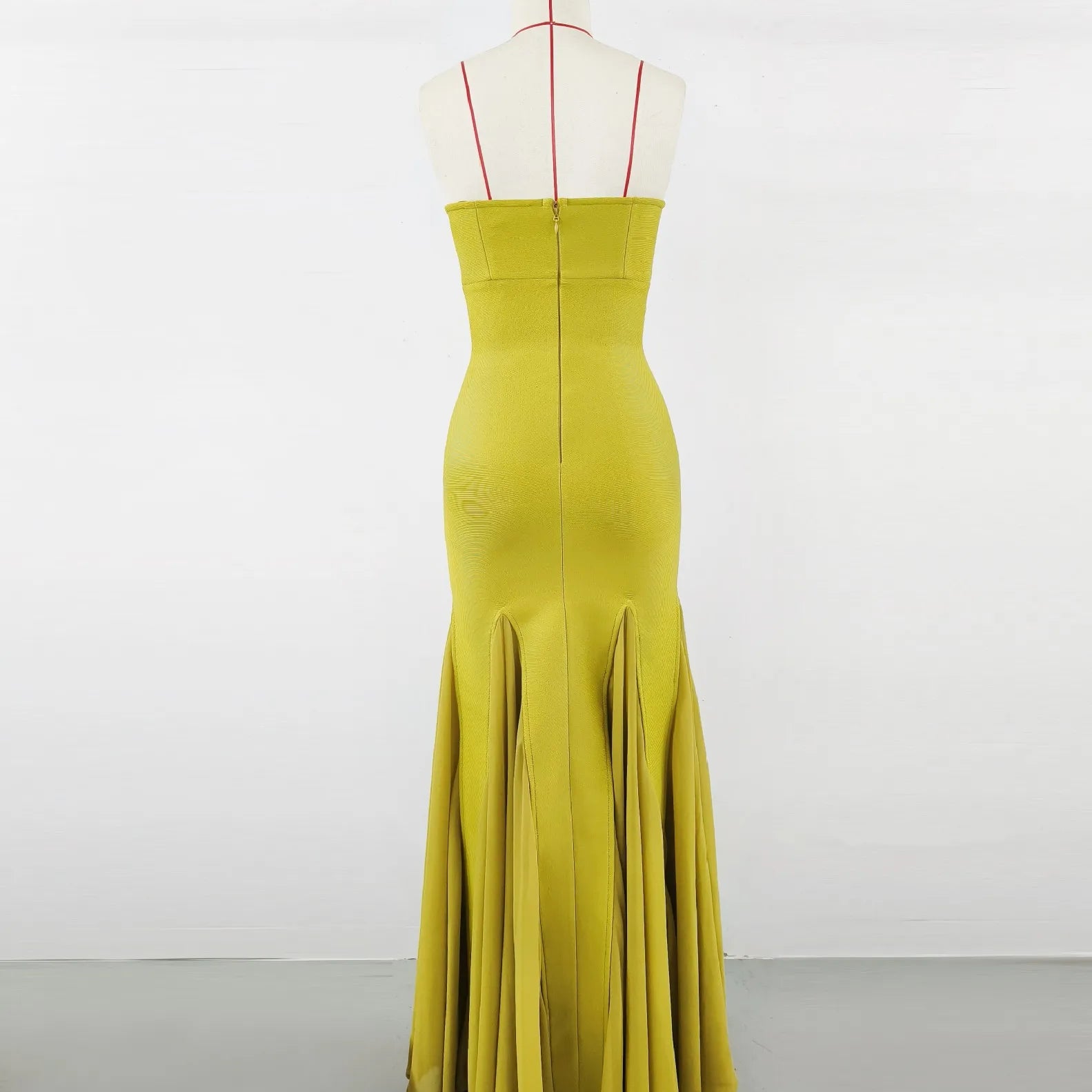 Yellow Color Women Sexy Strapless Bodycon Long Maxi Bandage Dress Celebrate Birthday Vacation Graduation Season Outfit