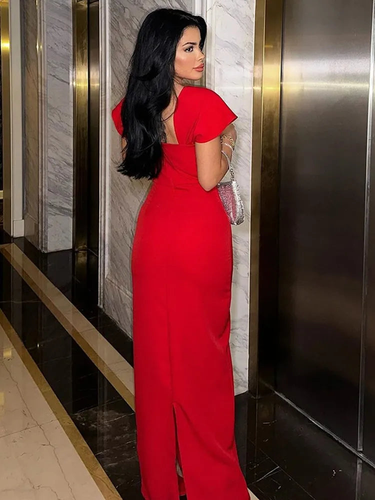 Women Celebrity Sexy Beading Diamonds Blue Red Black Maxi Long Bodycon Bandage Dress 2025 Elegant Evening Club Party Dress