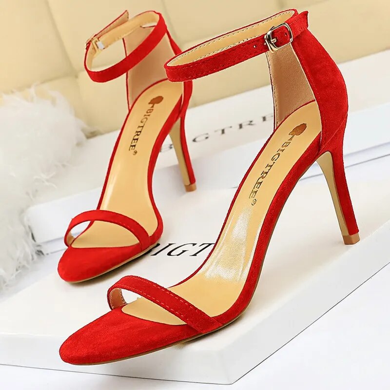 Shoes Summer Women Sandals Suede Hollow High Heels Stiletto Fashion Sandles Women Heels Ladies Shoes Women's Sandals