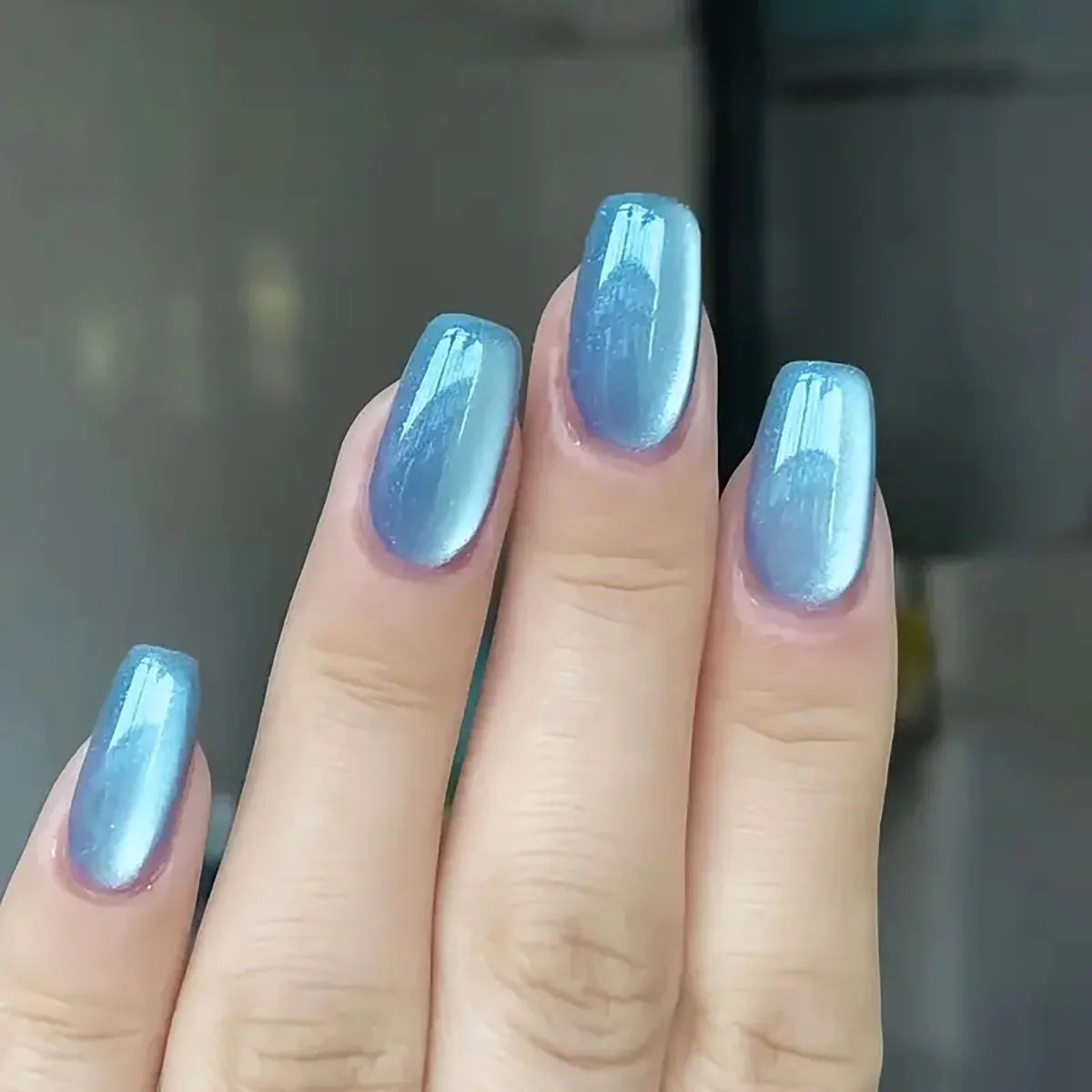 24pcs/30pcs short square ballet fake nails for women cat eyes glitter green blue purple pink shinny nail tips press on nail art JP1492 24pcs