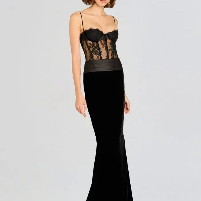 2025 New Black Women Sexy Strap Lace Fashion Bodycon Long Maxi Dress Celebrate Birthday Vacation Cocktail Outfit Vestido