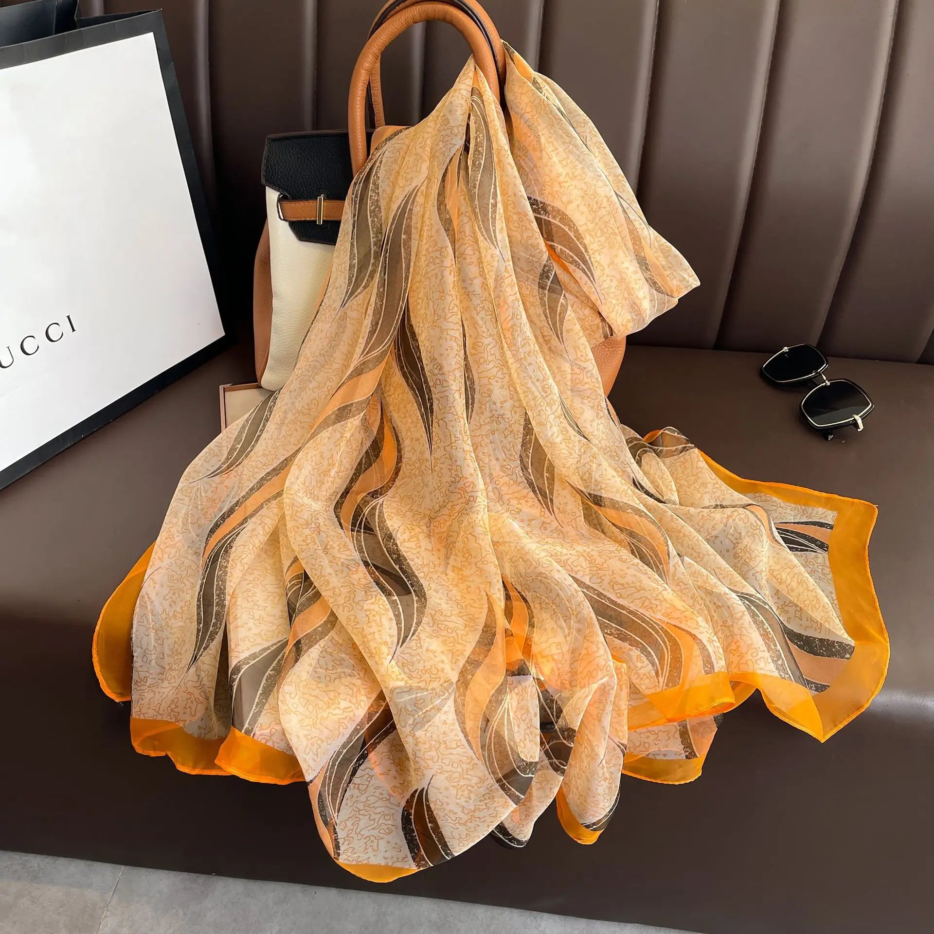 Silk Scarf Foulard Female Headbanda Luxury Hijab Women Soft Warm Pashmina Beach Scarves Echarpe Shawl Large Wrap Echarpe Bandana see chart 34