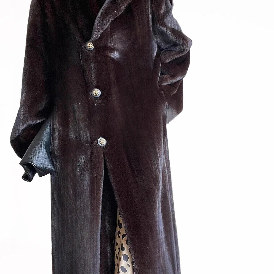 Lautaro Autumn Winter Long Thick Warm Soft Fluffy Faux Mink Fur Coat Women Elegant Luxury Designer Clothes Vintage Fur Overcoat