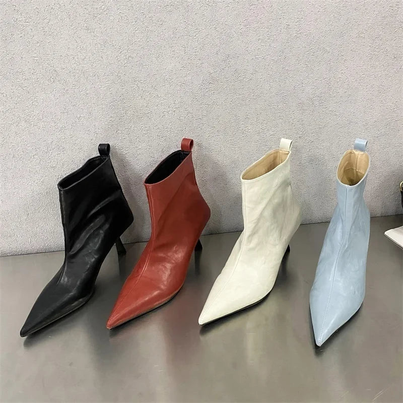 Eilyken New Fashion Pointed Toe Ankle Boots Women Wedding Party Shoes Winter Autumn Slim Short Ladies Booties
