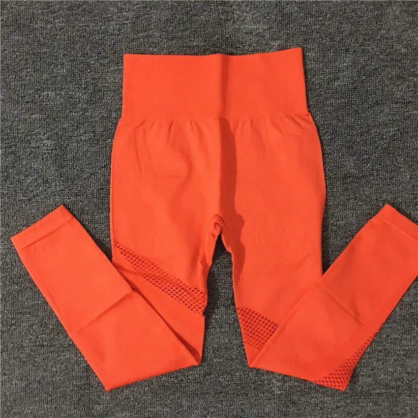 1/2Pcs Seamless Yoga Set Women Gym Sportswear Outfit Yoga Pant Leggings One Shoulder Sports Bra Workout Cloth Tracksuit orange pant