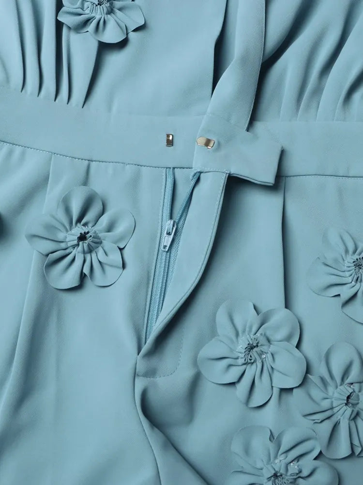 VGH patchwork appliques solid slimming jumsuit for women lapel long sleeve high waist temperament jumpsuits female fashion new