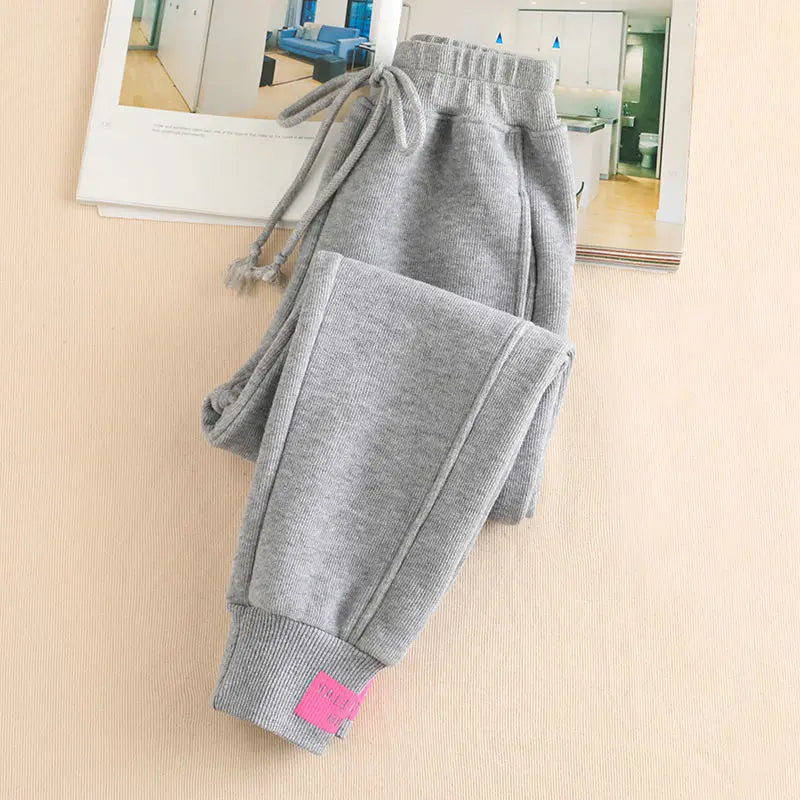 New Gray women Sweatpants Autumn Winter Baggy Streetwear Oversize Sports Pants Black winter thick Joggers Streetwear Trousers Grey