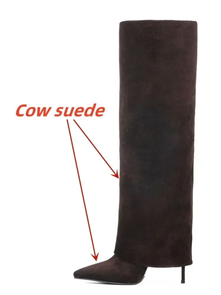 European and American Metal Lock Fasteners for High Tube Skirts, Boot Slopes, Leg Sleeves, Knee Length Boots, Platform Boots S76brown cow suede