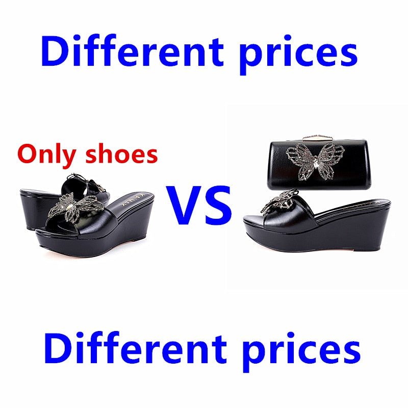 Wedding Shoe Bag Set Women Diamond Crystal Fashion Slippers Summer Italian Design Suitable for Birthday Party Wedding Wholesale