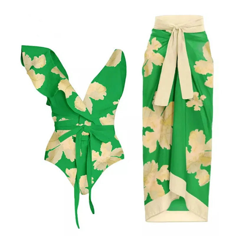 2023 Sexy Fashion One Piece Swimsuit Solid 3D Flower Summer Women Swimwear Beachwear Summer Luxury Monokini Bathing Suit a set 14