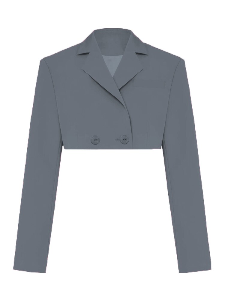 Taruxy – ensemble deux pièces décontracté pour femme, tenue d'automne, noir, assorti avec jupe et Blazer, haut court, nouvelle collection 2022
