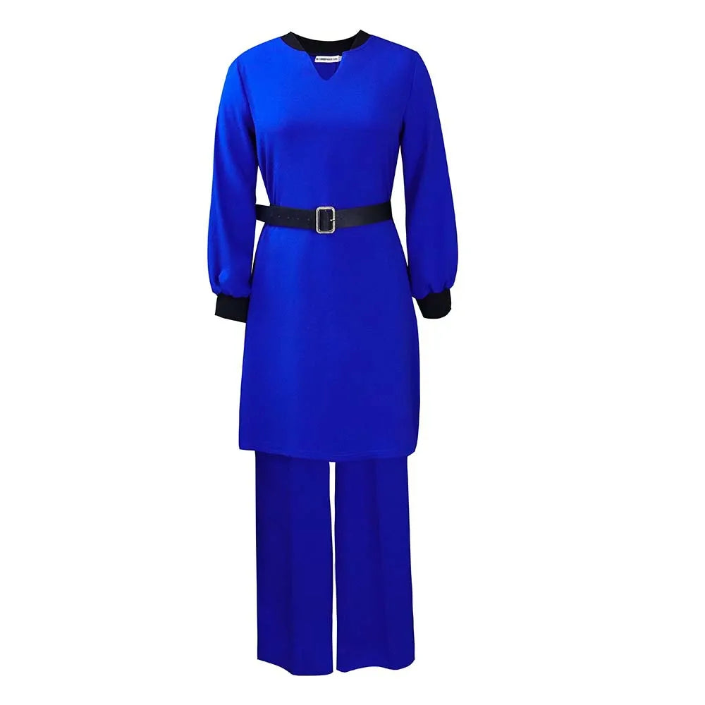 Spring Autumn New Elegant Fashion Plus Size Solid Two-piece Sets Women Loose Casual Office Lady Wide Leg Pants Oversized Clothes Blue Suit