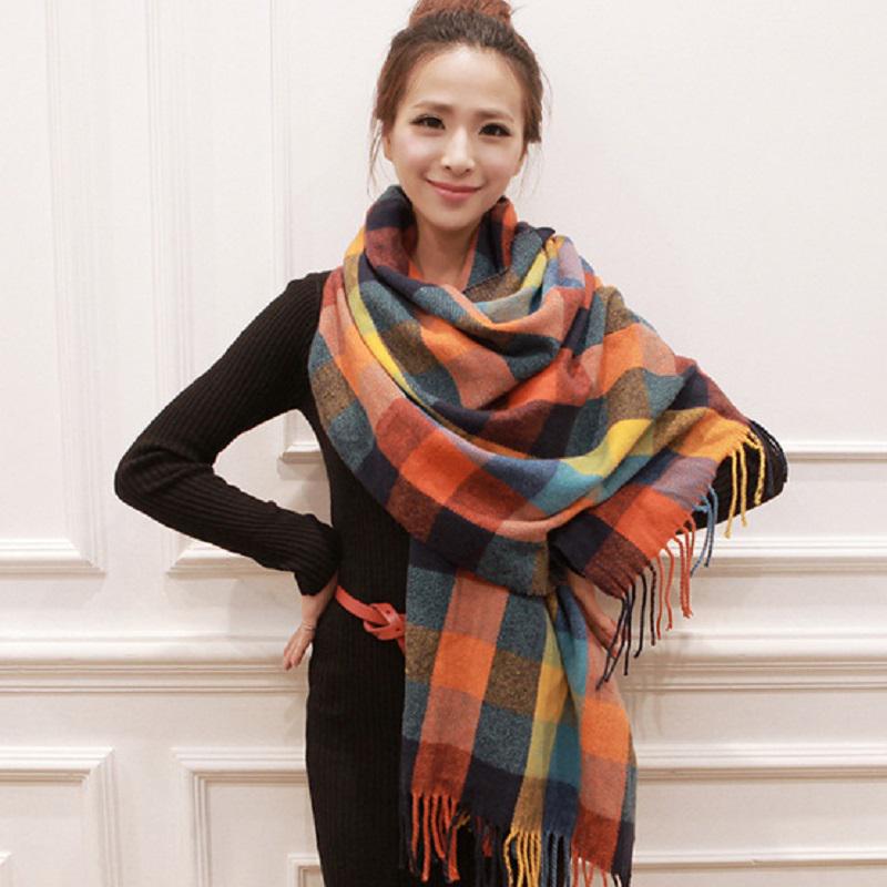 冬の女性の格子模造カシミヤスカーフ秋と冬の厚いファッション暖かいワイルドスカーフショール