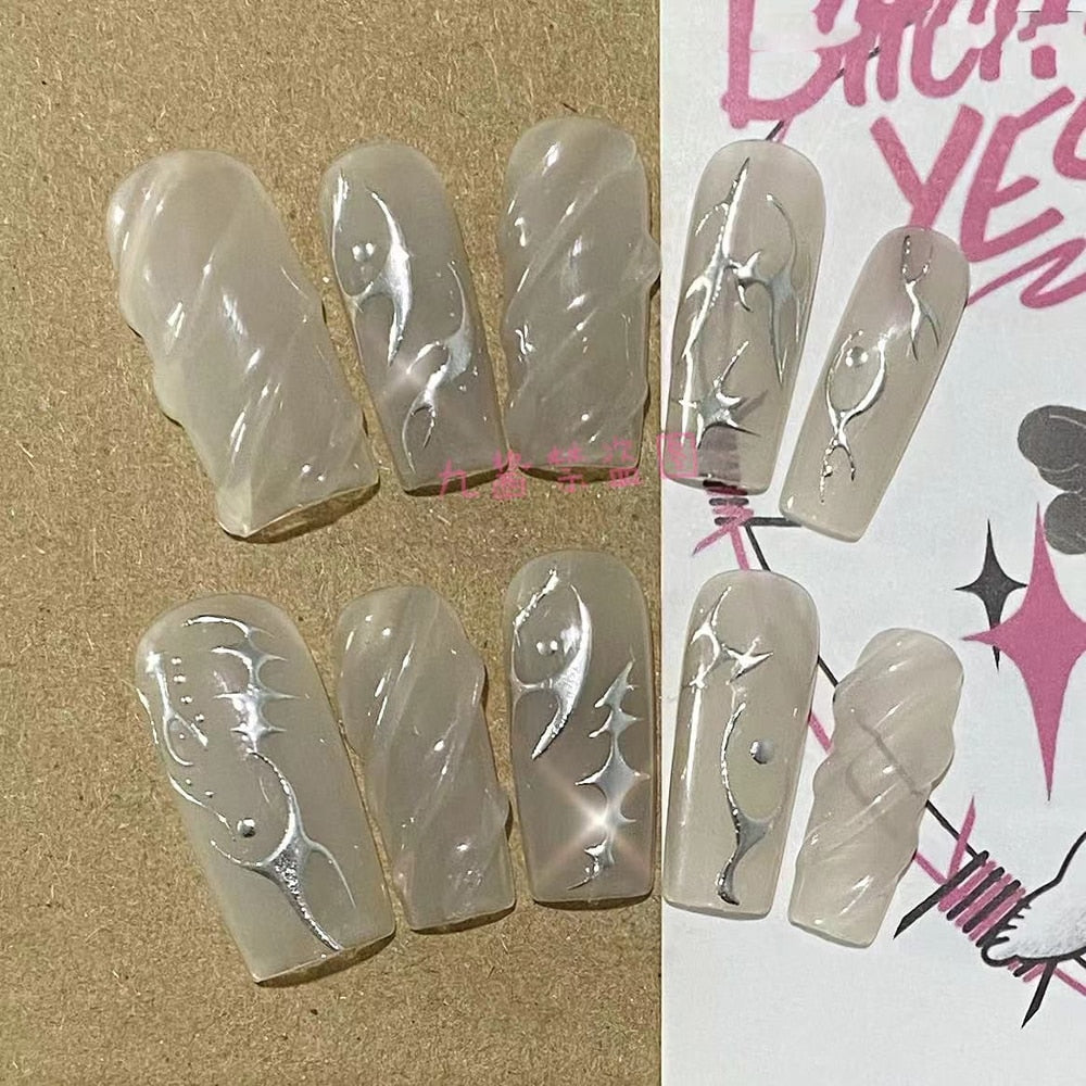 Été plage voyage vacances Hello Kitty conque ongles fille bleu jeunesse travail manuel personnalisable faux ongles fille soeur cadeau