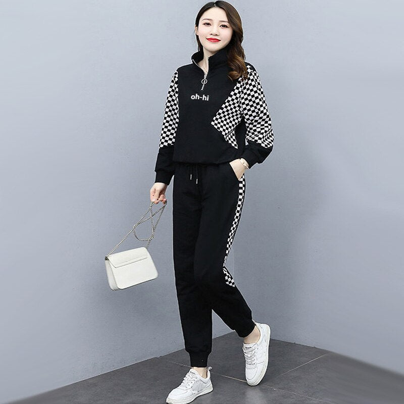 Women Clothing Set Long Sleeve Autumn Winter Sweatshirt+Pants 2Pcs Suit Casual Sportswear Letter Female Fashion Streetwear