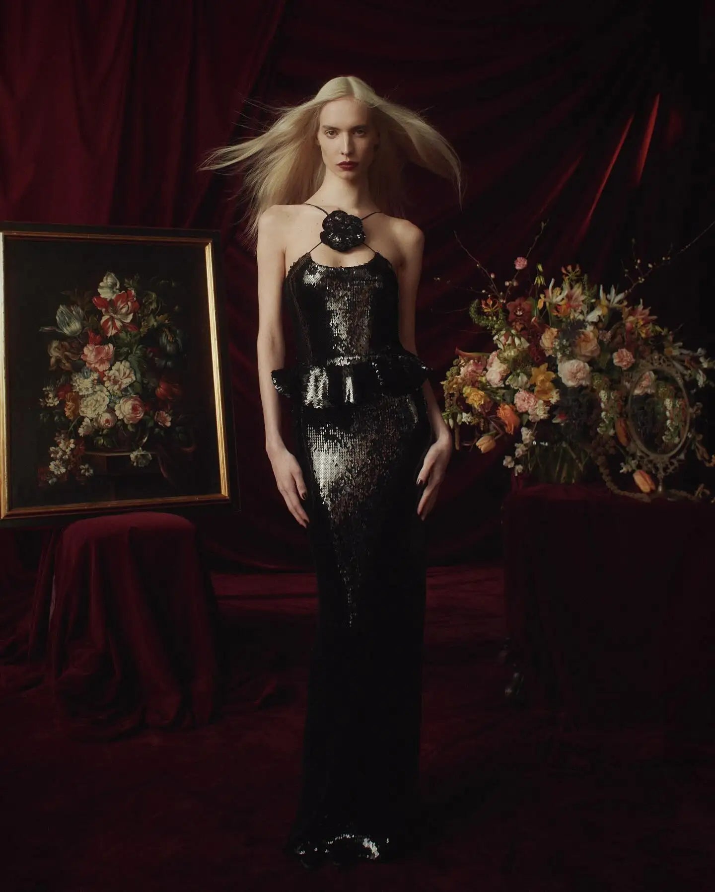 Celebrity Red Carpet Dress Black Color Shinning Sequins Sexy Halter Bodycon Long Dress Evening Party Outfit Vestido