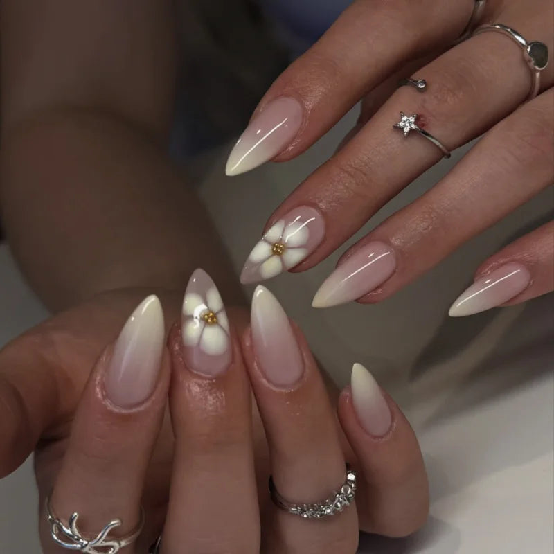 24pcs Pink Blush Press on Nails Sweet Love Design Almond False Nails for Girl Wearable Reusable Ins Simple Fake Nail Tips 3